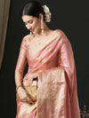 Saree Mall Women's Organza Pink Woven Design Designer Saree With Blouse Piece-UNATI1003