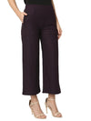 Smarty Pants Women's Cotton Rib Wine Color Pleated Trouser