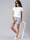 Women Grey Solid Denim Shorts-LT-S-102241-Grey