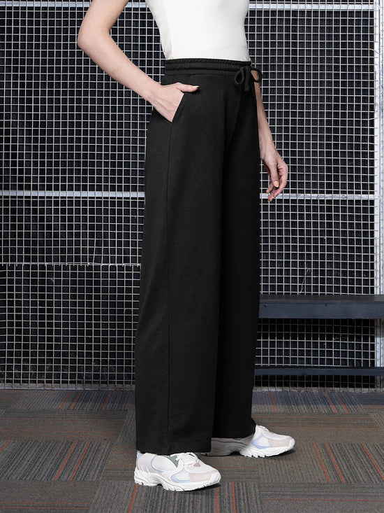 Women Black Terry Track Pants