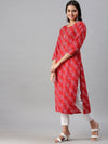 Women's Red Printed Straight Kurta-JC54-Red