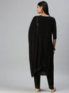 Women's Black Embroidered Kurta Sets-ON189-1-Black