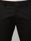 Genips Men's Cotton Stretch Caribbean Slim Fit Self Design Black Trousers