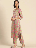 Kurta Pyajama with gota work in Grey Print