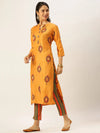 Women's Orange Printed Kurta Sets-FS-1525-Orange