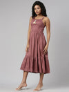 Women Copper Solid Fit and Flare Dress-BC-2324-Copper