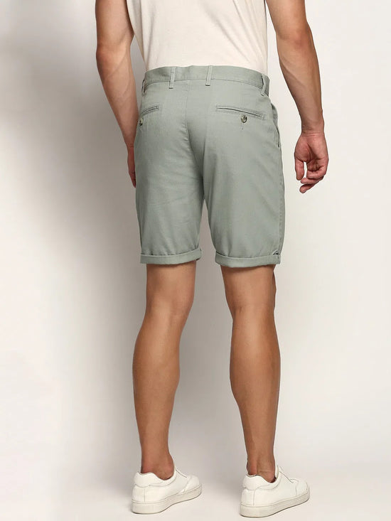 Men Green Solid Shorts-ORBIT-5-Seagreen