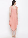 Draped ring neck flare dress in Dusty Pink