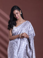 Steel Grey Silk Soft Saree With Texture Print-MA60BSL01400074