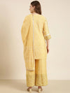 Women Straight Yellow Floral Kurti and Palazzos Set Comes With Dupatta-GW-3270-Yellow