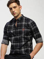 Men Grey Checked Shirt-CLEON-1803-Grey