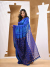 Blue And Sky Matka Handwoven Saree With Shibori Designs-MA53MT063080048