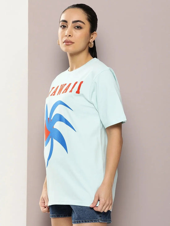 Dillinger Blue Graphic Oversized T-Shirt-WMNCR426PBL-XS