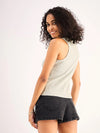 Women Grey Ribbed Vest Top