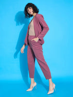 Women Onion Pink Shawl Collar Blazer With Balloon Fit Pants