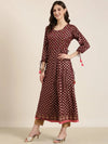 Women Maroon Geometrical Anarkali Kurta-AT-A521-LG-Maroon