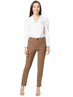 Smarty Pants Women's Cotton Lycra Ankle Length Brown Color Formal Trouser