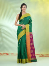 Green Cotton Saree With Ethnic Motifs-MA66BCT431050057