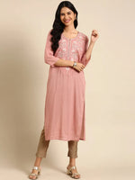 Women's Purple Solid Straight Kurta-NJ-3427442-Mauve