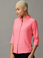 Women's Pink Solid Shirt-AE-3331033A-Pink