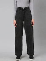 Women Grey Solid Wide Leg Denim Jeans-GZ-5737-Grey