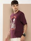 Difference of Opinion Maroon Graphic Oversized T-Shirt-DOOVR215WINE-S