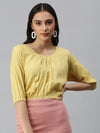 Women's Solid Yellow Top-AE-10209-Yellow