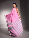 Pink Pure Cotton Soft Saree With Stripes Pattern-MA54CT33580104