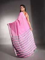 Pink Pure Cotton Soft Saree With Stripes Pattern-MA54CT33580104