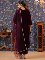 Avanshee Women's Latest Solid Velvet Kurta, Pant With Dupatta Set-ES-7523