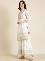 Women White Printed Kurta Set-TF-159-White