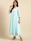 Women's Blue Solid Kurta Set-RF-1741-Blue