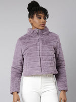 Women Solid Lavender Puffer Jacket-20239-Lavender