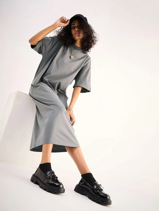 Women Grey Oversized T-Shirt Dress