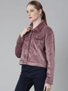 Women Mauve Solid Tailored Jacket-LT-2111-Mauve