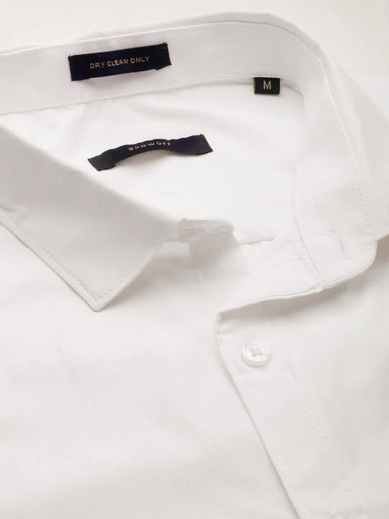 Men White Solid Shirt-RAYMONDSDOBBY-266-White