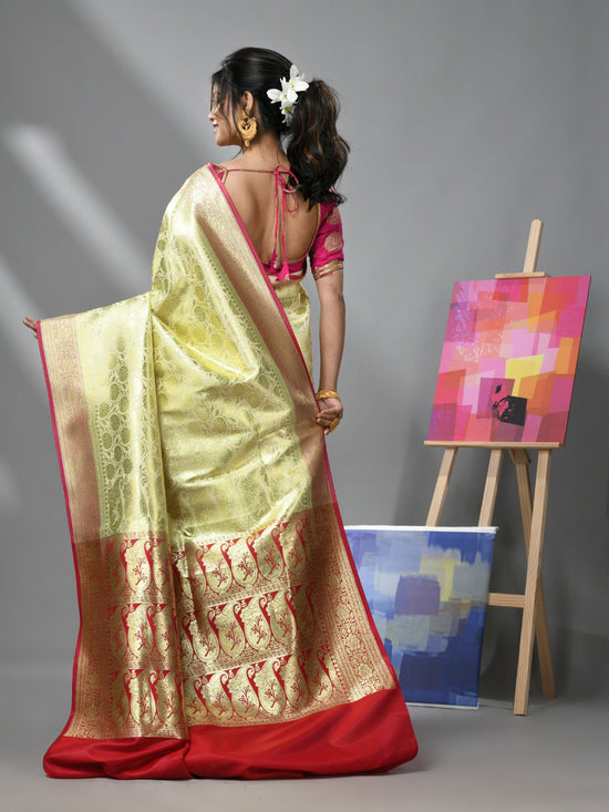 Cream Silk Banarasi Saree With Zari Woven Designs-MA52BSL441050027