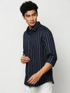 Men Navy Striped Casual Casual Shirts-YARROWSTRIPE-5635-Navyblue