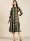 Women Olive Geometrical A-Line Kurta-ON-0015-Olive