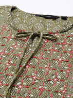 Women's Olive Printed Kurta Set-BCSK-1511-Olive