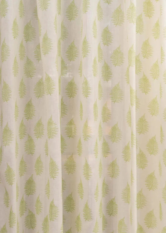 Floating Ferns 100% Sheer floral curtain for Living room & bedroom - Light filtering - Green - Pack of 1-230425029