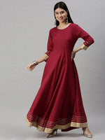 Women's Maroon Solid Anarkali Kurta-FS0024-Maroon