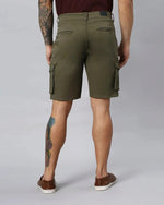 Solid Stretchable Shorts with 6 pockets-Green