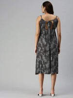 Women Black Printed A-Line Dress-AE-9920-Blackwhite