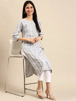 Women's Grey Solid Straight Kurta-SKC-789-Grey