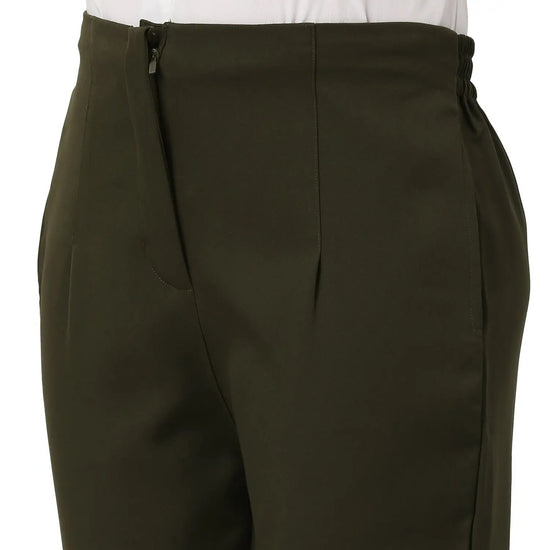 Smarty Pants Women's Cotton Lycra Ankle Length Olive Formal Trouser-SMPT-885C-S