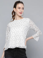 White Lace Flared Sleeve Top