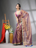 Copper Violet  Shimmer Tissue Saree With Gota Patti Borders-MA62TIS33990018