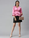 Women Pink Solid Peplum Top-AE-10227-Pink