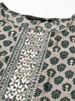 Women's Grey Printed Kurta Set-BCMD-91-Grey